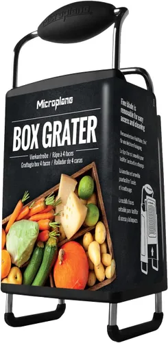 Miniatura 9 de Microplane Rallador multiuso ultraafilado de acero inoxidable de cuatro caras: rebanador, fino, cinta y estilos de hoja extra gruesa