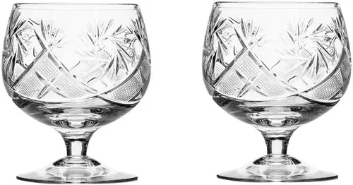 HOMEHUT Neman - Juego de 2 vasos de cristal de corte ruso con brandy de 11 onzas, cristalería vintage antigua (Brandy Snifter)
