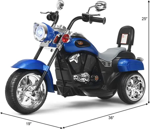 Miniatura 7 de HONEY JOY Motocicleta para niños, mini moto eléctrica de 3 ruedas con batería de 6 V, juguete de paseo con claxon y faro, pedal de pie, para niños