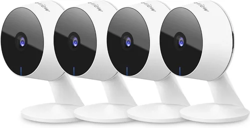 LaView Cámaras de seguridad de 4 piezas, cámara de seguridad para el hogar para interiores, 1080P, cámaras Wi-Fi con cable para mascotas, detección