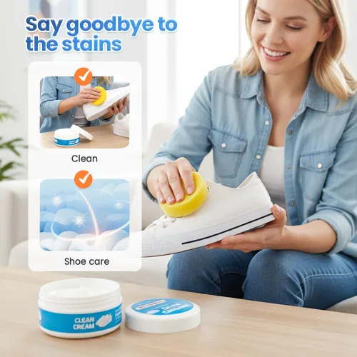 Miniatura 5 de Crema limpiadora de zapatos blanca, 2026 mejorada multiusos sin lavado sólido viene con esponja que elimina manchas, crema limpia zapatos blancos