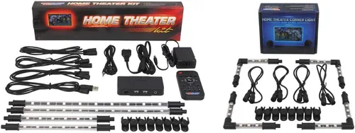 LEDGlow Kit de iluminación LED de 4 piezas de millones de colores para cine en casa con tubos de esquina de 90 grados, tubos de luz multicolor que