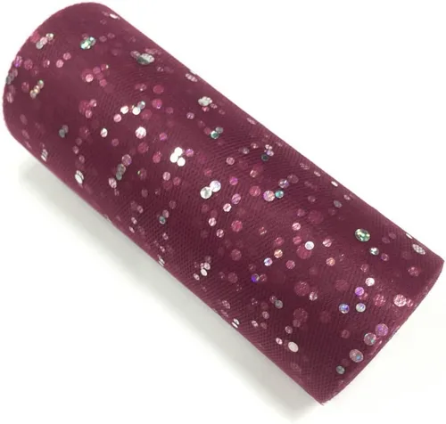 Miniatura 50 de Rollo de tul con lentejuelas con purpurina, decoración de boda, suministros de organza para fiestas de cumpleaños, carrete de tela, vestido tutú