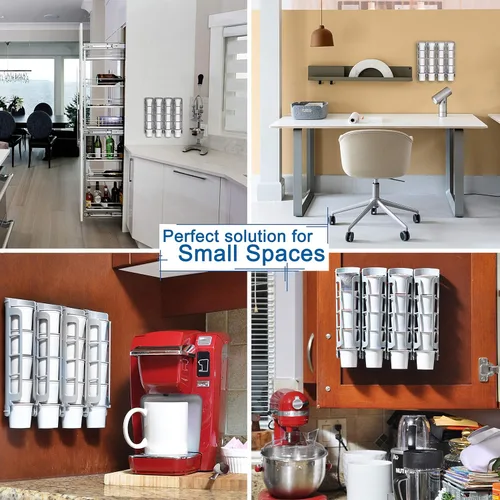 Miniatura 5 de STORAGENIE Soporte para cápsulas de café de montaje lateral, dispensador de cápsulas K Cup compatible con cafeteras Keurig, perfecto para Gris claro