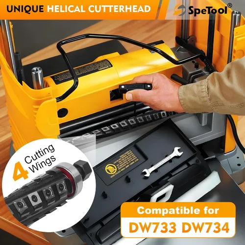 Miniatura 2 de SpeTool Cabezal de corte helicoidal de 6 pulgadas para cepilladora Jet de 6 pulgadas de grosor, cabezal de corte en espiral, 4 filas, 28 insertos