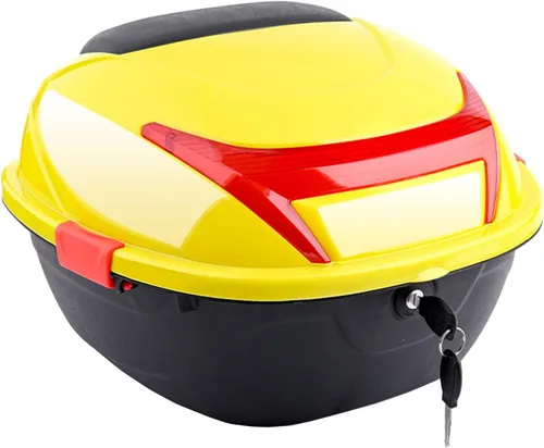 Miniatura 9 de Caja trasera universal de 42 litros para motocicleta con respaldo suave, funda rígida con accesorios de montaje, 15.7 x 14 x 11 pulgadas (color rojo)