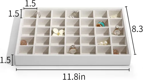 Miniatura 7 de Vlando Miller - Bandeja apilable para joyas, diseño de múltiples capas de gran capacidad y moda (blanco)