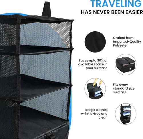 Miniatura 3 de Grand Fusion Housewares Stow-N-Go - Organizador de equipaje y viaje artículos esenciales de viaje cubos de embalaje colgantes con estantes colgantes