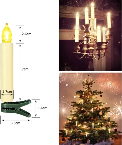 Miniatura 4 de Velas LED sin llama, funciona con pilas, para árbol de Navidad, con control remoto, batería de botón, temporizador, regulador de luz, luz cálida