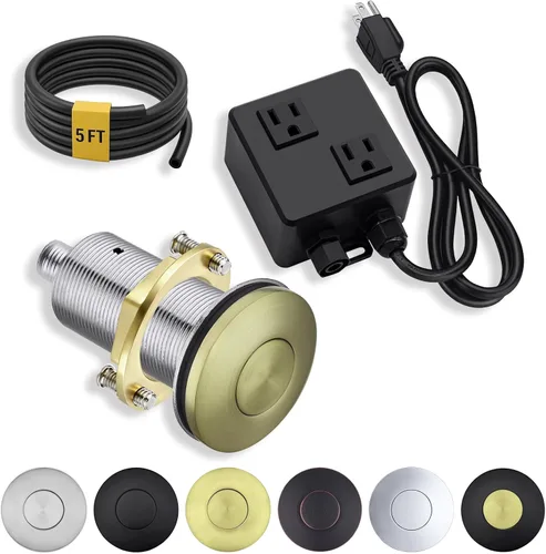 Miniatura 12 de BESTILL Kit de interruptor de aire de eliminación de basura en la parte superior del fregadero con doble salida, listado UL, bronce aceitado de 3.6