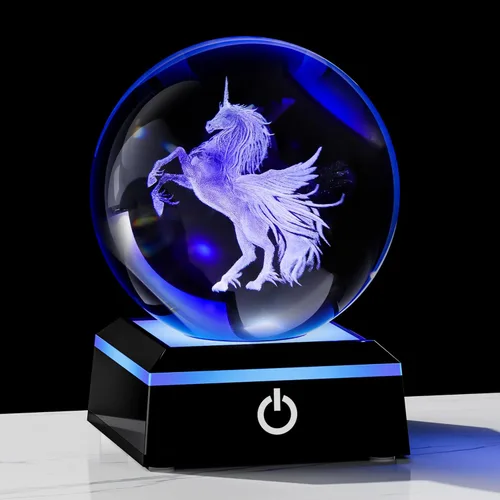 Miniatura 23 de Qianwei Lámpara de Medusa para Mujeres Bola de Cristal 3D 3.14'' - 80mm Láser Medusa Decoración de Vidrio Animales Lámpara Nocturna Regalos Figuras