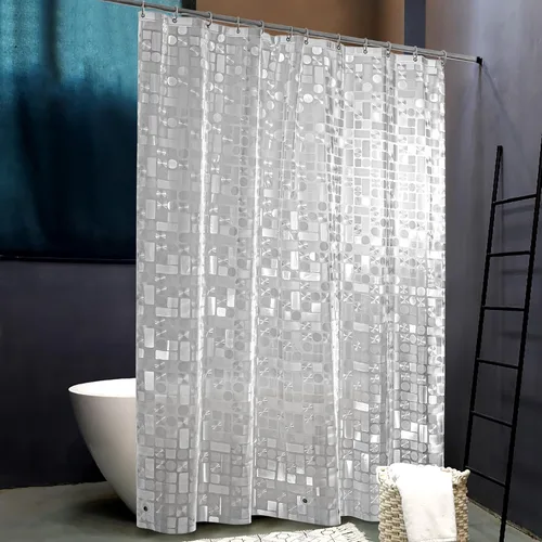 Miniatura 12 de NTBAY - Cortina de ducha transparente de etilvinilacetato, repelente al agua, para cabina de ducha de baño, tejido gofre a cuadros, 72 x 72 pulgadas