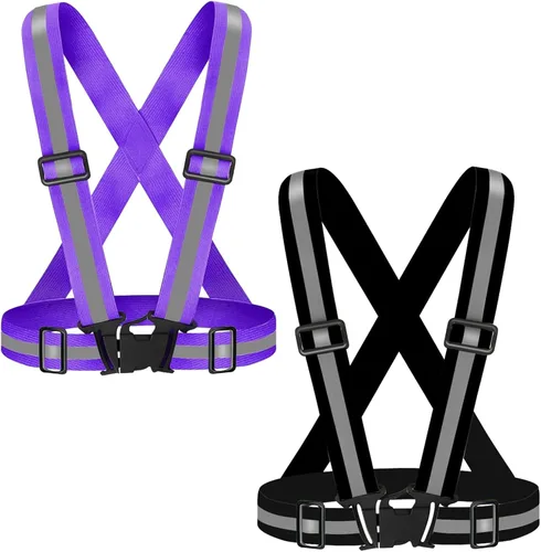 Chaleco de seguridad reflectante, 2 piezas, chaleco de alta visibilidad, correas ajustables para correr, ciclismo, caminar, trabajadores
