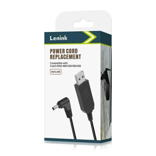 Lenink Cable de alimentación compatible con Cobra RAD 480i/350/380/450, cable de repuesto, cargador USB compatible con la mayoría de detectores de