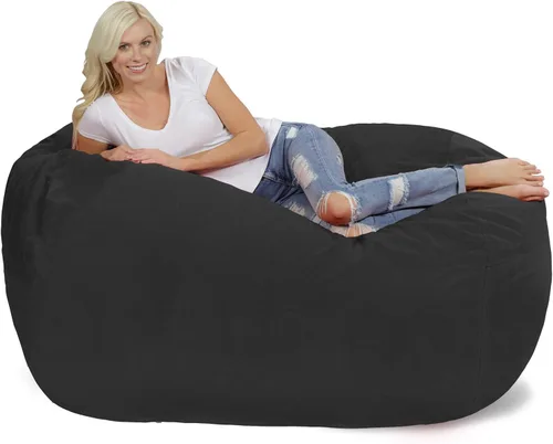 Miniatura 16 de Cozy Sack - Sillón de puff: Gran bolsa para muebles de espuma viscoelástica de 6 ft y tumbona grande – sofá grande con funda de microfibra suave
