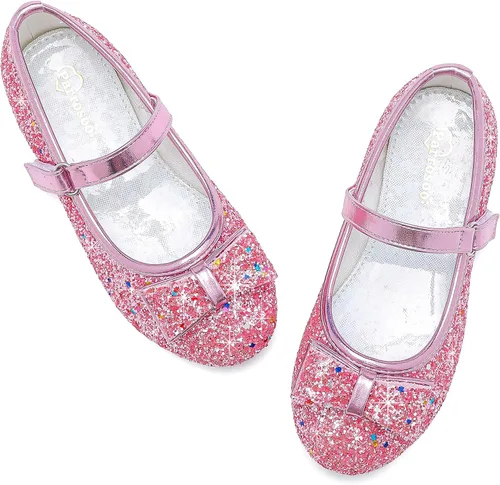 Miniatura 3 de Parrosoo Zapatos de vestir para niñas, zapatos Mary Jane, zapatos de ballet, zapatos de tacón bajo para niña, escuela, princesa, zapatos de boda