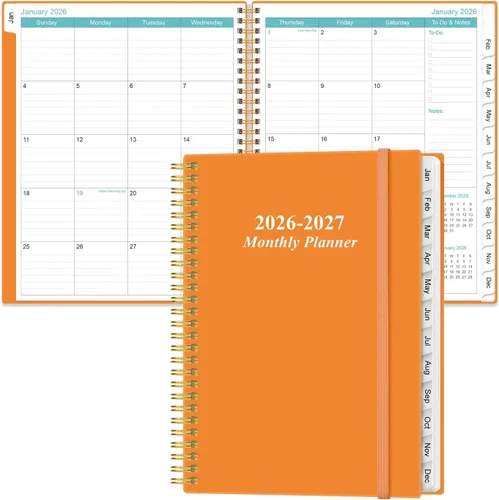 Miniatura 19 de Agenda mensual 2026-2027, enero 2026 a junio 2027, dos páginas por mes, calendario mensual de 18 con pestañas, bolsillo interior, 6.4 x 8.5 Negro