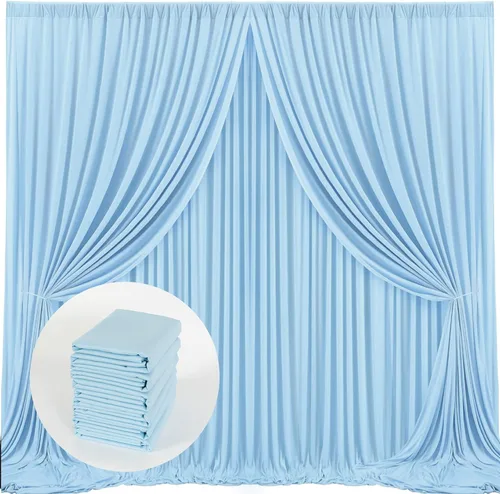 Miniatura 19 de MYSKY HOME Cortinas de 10 pies x 10 pies Verde Cazador Cortinas de Fondo para Fiestas Bodas Escenario Cortinas con Bolsillo para Barra Cortinas