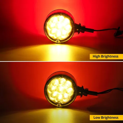 Miniatura 3 de Partsam 2 luces LED de señal de giro de doble cara, color rojo ámbar, luces de pedestal para camiones compatibles con Freightliner Kenworth