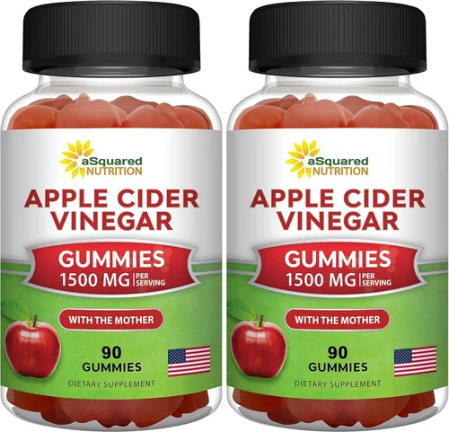 Miniatura 9 de aSquared Nutrition Gomitas de vinagre de sidra de manzana - 1500mg con la madre - 90 gomitas ACV con vitamina B6 y B12, ácido fólico - Suplemento