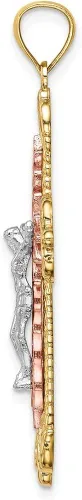 Miniatura 2 de 14K Tri-Color wrodio Crucifijo colgante estilo C4708