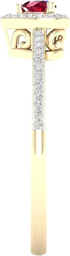Miniatura 3 de DZON Anillo halo de oro amarillo de 10 quilates con forma de corazón de zafiro azul, esmeralda y rubí de 18 quilates TDW con forma de corazón