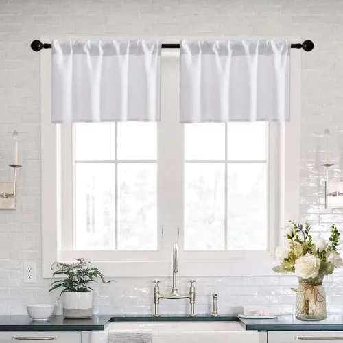 Miniatura 35 de XTMYI Cortinas de tela impermeable de 30 pulgadas para ventana de baño, cocina, mini ducha, pequeños paneles de cortina opacas cortos, juego de 2