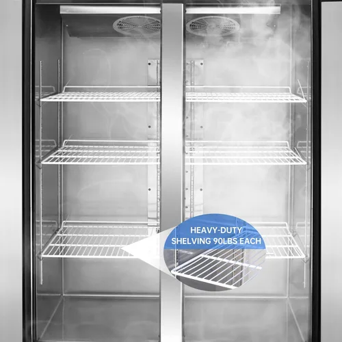 Miniatura 7 de WESTLAKE Congelador comercial de 48 pulgadas de ancho 2 puertas de 2 secciones de acero inoxidable Alcance en puerta sólida Ventilador Refrigeración