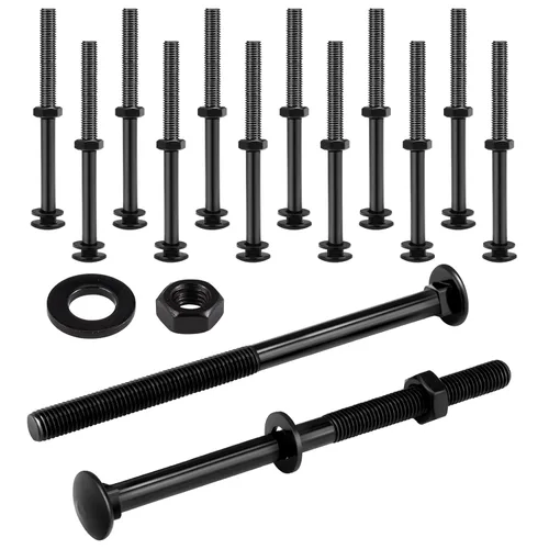 Miniatura 15 de Zonon Juego de 12 pernos de carro de 1/2 x 4 pulgadas, negro galvanizado, incluye arandelas resistentes a la corrosión y tuercas para accesorios