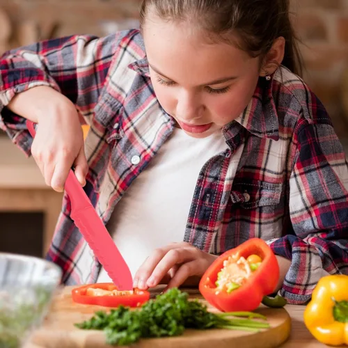 Miniatura 7 de Juego de cuchillos de plástico verde – Cuchillos grandes de 11 pulgadas y 8.7 pulgadas pequeños para cocina, preparación de alimentos y uso