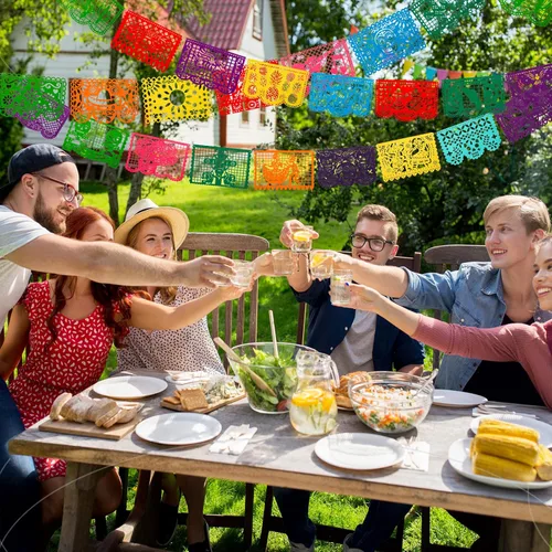 Miniatura 6 de Qpout Cartel de fieltro para fiesta mexicana, 4 piezas, 11.8 x 7.9 pulgadas, Cinco de Mayo, Día de los Muertos, Papel Picado, 4 diseños diferentes