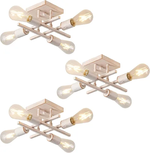 Miniatura 10 de Lámpara de techo industrial de 4 luces, semiempotrada, moderna lámpara de araña de níquel cepillado, lámpara de techo Sputnik con base de bombilla