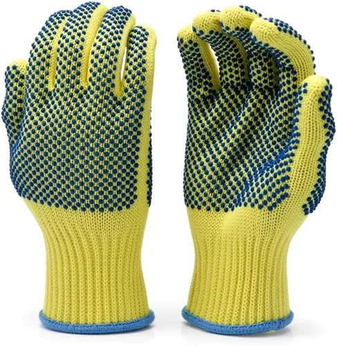 G & F Products Guantes de trabajo de punto Kevlar resistentes a los cortes medios amarillos 1670M