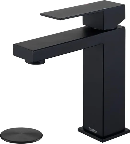 Miniatura 7 de Tohlar Grifo de baño dorado, grifo dorado cepillado para fregadero de baño, grifo de baño dorado de un solo agujero, moderno grifo de lavabo