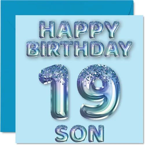 Miniatura 278 de Stuff4 Tarjeta de primer cumpleaños para niños, globo de fiesta con purpurina azul, tarjetas de feliz cumpleaños para niño de 1 año, nieto, hijo, 57