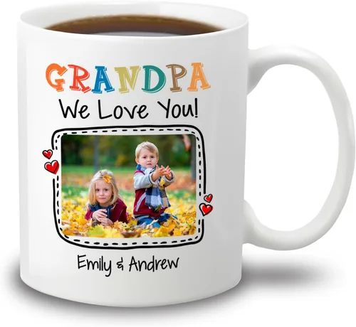 Miniatura 25 de Taza de café con texto en inglés "Best Grandpa Ever", regalo para el día del padre, taza de café personalizada para abuelo, tazas blancas de 11 Taza