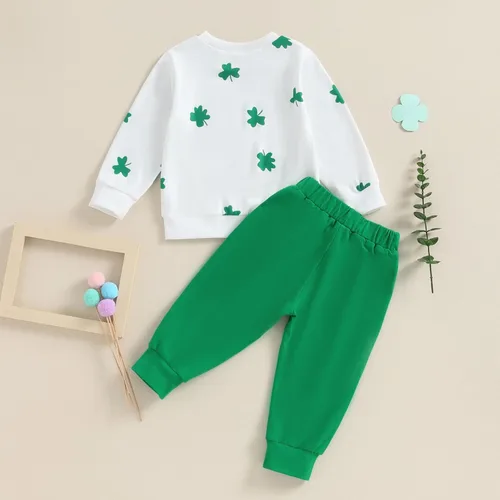 Miniatura 3 de Ropa para el día de San Valentín para bebé, sudadera de manga larga con letras, pantalones deportivos elásticos para otoño e invierno