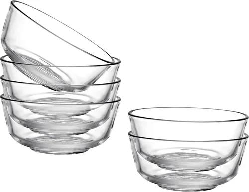Juego de 6 Cuencos Pequeños de Vidrio - Cuencos de Vidrio Transparente para Preparación - Cuencos de Servir para Postre, Dulces, Nueces, Helado,