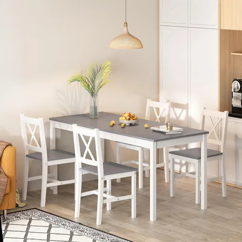 Miniatura 7 de soges Juego de sillas de mesa de comedor de cocina para 4, mesa de comedor de madera de pino de 42.5 pulgadas con 4 sillas, juego de sillas de mesa