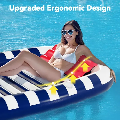 Miniatura 2 de Pool Wave - Flotadores inflables para piscina con aspersor de agua, cama de bronceado grande de 80 x 66 pulgadas para adultos y niños, balsa Azul
