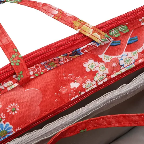 Miniatura 6 de BTSKY Organizador de bolsas de impresión dentro del bolso, organizador de bolsa de alta capacidad con 13 bolsillos con asa (flor festiva)