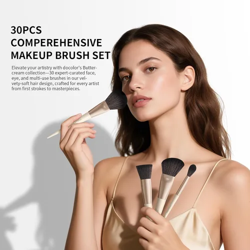 Docolor Juego de Brochas de Maquillaje Profesional 30 Piezas Brochas de Maquillaje Premium Sintéticas Polvo Kabuki Base Contorno Rubor Corrector