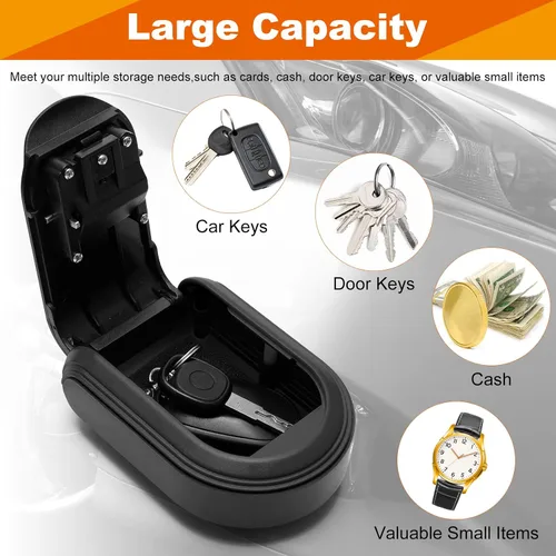 Miniatura 4 de Soporte magnético para llaves con cerradura, caja de cerradura magnética oculta debajo del automóvil, combinación segura de 4 dígitos con código