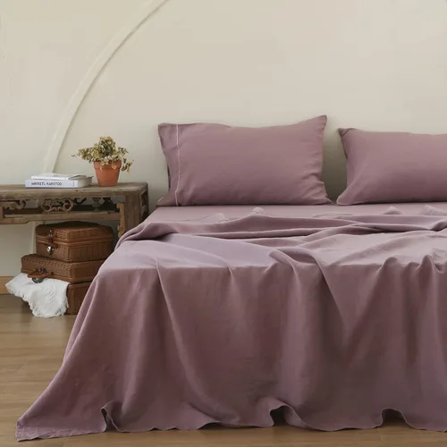 Miniatura 30 de Simple&Opulence - Juego de sábanas de lino 100 % lavado, tamaño Queen, lino natural francés, 4 piezas, transpirables, ultrasuaves; ropa de cama