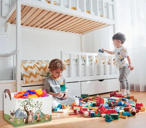 Miniatura 6 de Cesta para niños, cestas de animales, bonitos contenedores de almacenamiento rectangulares de juguetes, organizador de libros, decoración