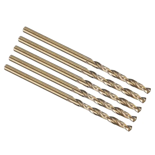 Miniatura 271 de PATIKIL Broca Jobber de 0.039 in, vástago recto M35 cobalto 5% acero de alta velocidad 135° acabado dorado para metal duro de acero inoxidable - 2