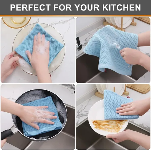 Miniatura 174 de Kitinjoy - Paños de cocina de 100 % algodón, tela de tejido gofrado, paño de limpieza ultrasuave, absorbente y de secado rápido. Beige