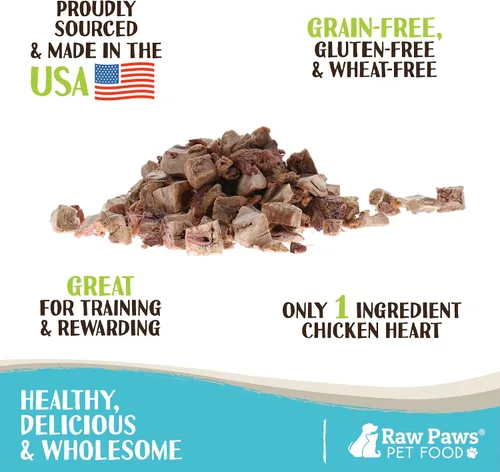Miniatura 2 de Raw Paws Golosinas de corazones de pollo, 4 onzas – Todos los alimentos naturales liofilizados para perros y gatos hurones – Golosinas altas