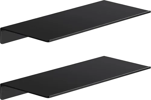 Miniatura 29 de Danpoo Pequeño estante flotante para almacenamiento en la pared, mini estante de exhibición para coleccionables, estante de pared de metal para Negro