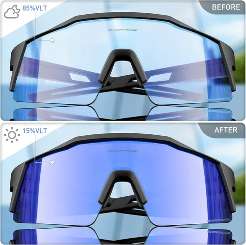 Miniatura 3 de KAPVOE Gafas de ciclismo fotocromáticas MTB Gafas de sol transparentes para bicicleta de montaña, gafas de transición, deportes de béisbol y correr